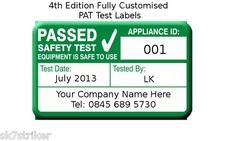 1040x 4th Edition PAT Test Labels Personalised (Portable Appliance Stickers) 