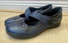 Mod Comfys Navy Blue Mary Jane Leather Patent Shoes Size 8 9 EU 42 Low Flat