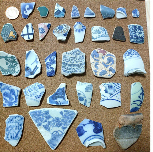 Sea glass pottery from japan - glass,