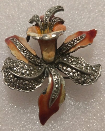 Vintage enamel marcasite - enamel, &