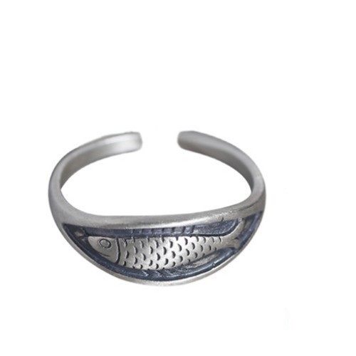 Exquisite silver carp ring - carp,