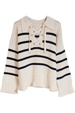 River Island Stripe lace up jumper in cream relaxed fit size 6 8 10 12 RRP £45