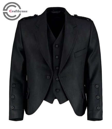 Men black wool - black,