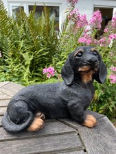 Black Dachshund Dog Sculpture