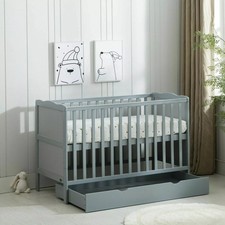 Wooden Baby Cot Bed & Drawer &