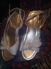 NICE LADIES ELLA SHOES LONDON WEDGE HEELED STRAP WHITE MULE SHOES,SIZE 5, NEW