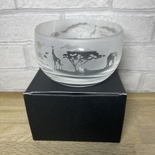 Milford Collection Animo Glass SANDBLASTED FRIEZE Bowl  Safari Boxed