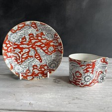19th Century Mason’s Ironstone Coffee Cup And Saucer Bandana Pattern