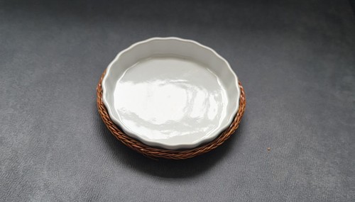 White ceramic fluted flan - ceramic,