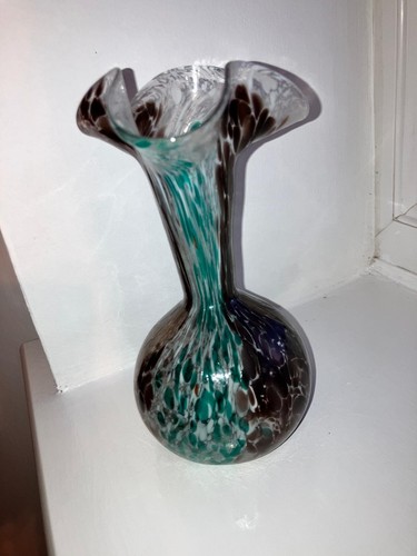 Glass vase hand blown 16cm - glass,