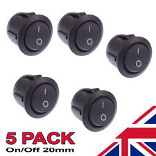 5 x On/Off Black Round Rocker Switch Car Automotive 20mm SPST Boat Dash