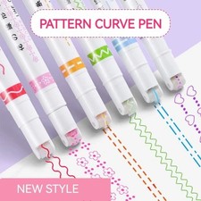 6 x Line Pattern Roller Pen Highlighter Pens, Curve Liner, Pattern Drawing