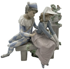 NAO by Lladro Harlequin On Bench "Precious Love" Porcelain Figurine          K12