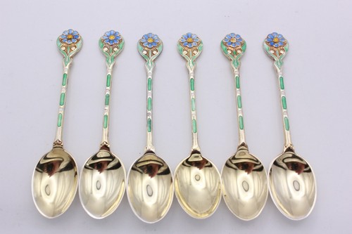 Set six sterling silver and - of,