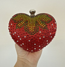 ASOS Strawberry Bag Red Green Sparkly Fruit Shaped Hard Shoulder Strap Clutch