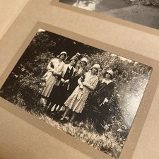 Vintage 20s Photo Album With Portraits Landscapes Postcards Photographs Antique