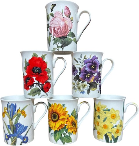 Mixed flowers coffee mugs - 6,