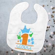 Personalised First Birthday Baby Boy 1st Baby Cotton Bib, One Boy, Cake Smash
