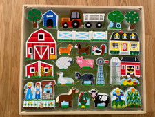 melissa and doug wooden farm play set and separate puzzle