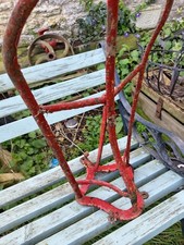 Red vintage metal saddle - , rack.