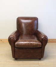 John Lewis Brown Distressed Aniline Leather Armchair / Chair