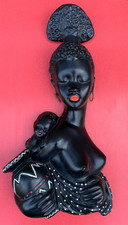 Vintage 50s 60s tribal chalkware woman wall art plaque rockabilly bar man cave