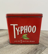  1995 Iconic Red with Green Leaf Typhoo Tea Limited Edition Tin / Caddy Vintage