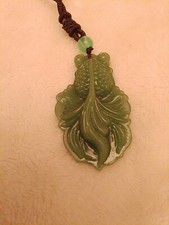 Green Coloured Fantail Goldfish With Nylon Black Cord Necklace