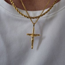 Gold Crucifix Necklace Set