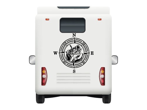 Camper sticker compass fish - sticker,