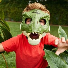 BLUE Dinosaur Dino Moving Mask Jurassic World Velociraptor - Camp Cretaceous -