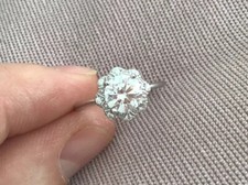 1.1 Carat Lab Created Diamond Solitaire Ring In Platinum plated 925 Size M