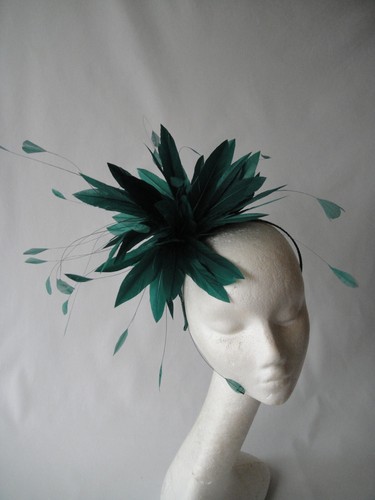 Teal feather fascinator for - teal,