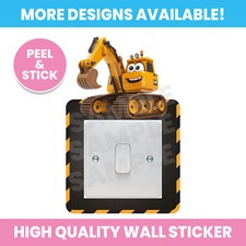DIGGER CONSTRUCTION LIGHT SWITCH SURROUND WALL STICKER DECAL KIDS BEDROOM