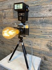 vintage camera lamp upcycled lamp steampunk unusual table lamp