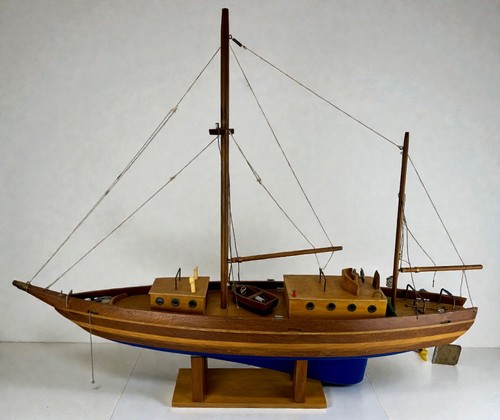 Vintage wooden model sail boat - vintage,