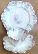WILEMAN FOLEY TRAILING VIOLETS 9057 PATTERN TEA CUP TRIO - SNOWDROP (11834)