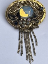 Vintage Signed "MARENA HANDERBEIT”  Handmade Germany -Oval Brooch / Pendant