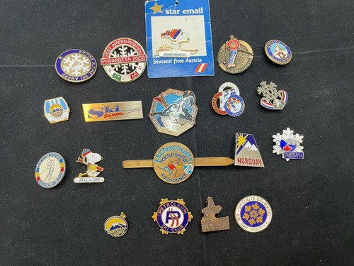 Vintage skiing enamel pin - vintage,