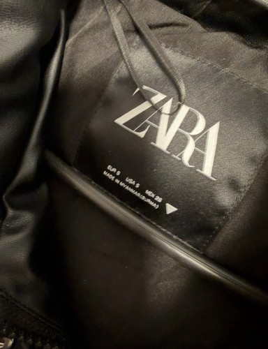 Zara black faux leather hooded - leather,