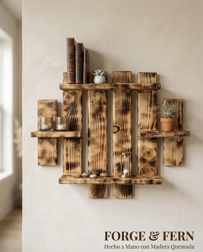 Wooden varnish wall shelf - wooden,