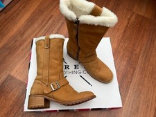Womens Crew Clothing Sand Sherpa Lined Suede Calf Boots Size UK 7 EUR 40 £128