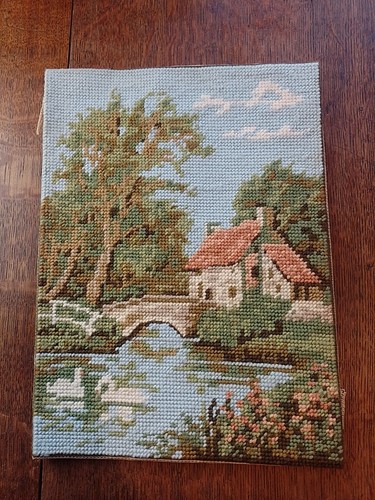 Vintage tapestry river swans - vintage,