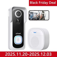 ieGeek Wireless Smart Home Video Doorbell Camera Indoor Chime WiFi Door Bell UK