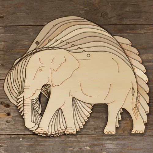 10x wooden african elephant - 10x,