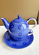 Whittard Of Chelsea Tea For One Set – Hand Painted Blue Floral Design – Elegant