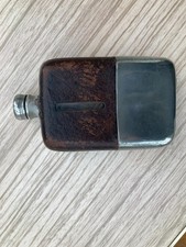 Vintage  Leather Hip Flask 5"x3"