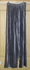 Long Tall Sally wide leg velvety pants silver grey 10 - 12