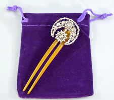 ANTIQUE GEORGIAN STEEL & HORN CRESCENT MOON & STAR HAIR PIECE FORK COMB c1820