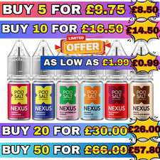 Pod Salt NEXUS Nic Salts 10ml E Liquid 5mg | 10mg | 20mg Vape Juice 50/50 VG/PG
